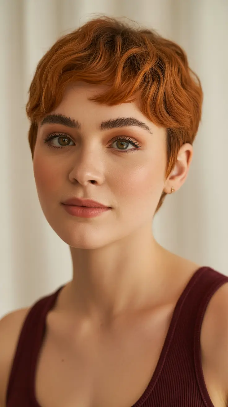 best spring short haircut ideas 2026 Textured Ginger Micro Crop