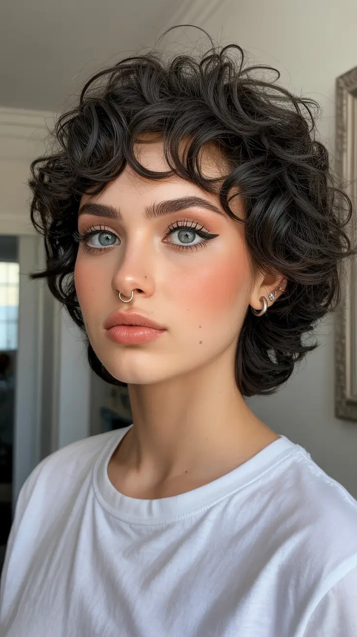 best spring short haircut ideas 2026 Modern Curly Shag Pixie