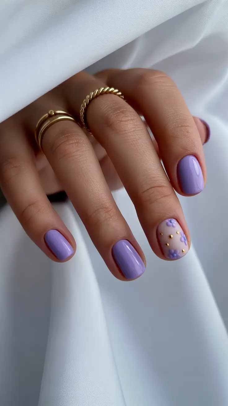 best trendy spring nails 2026 Lavender Petal Accent Bliss