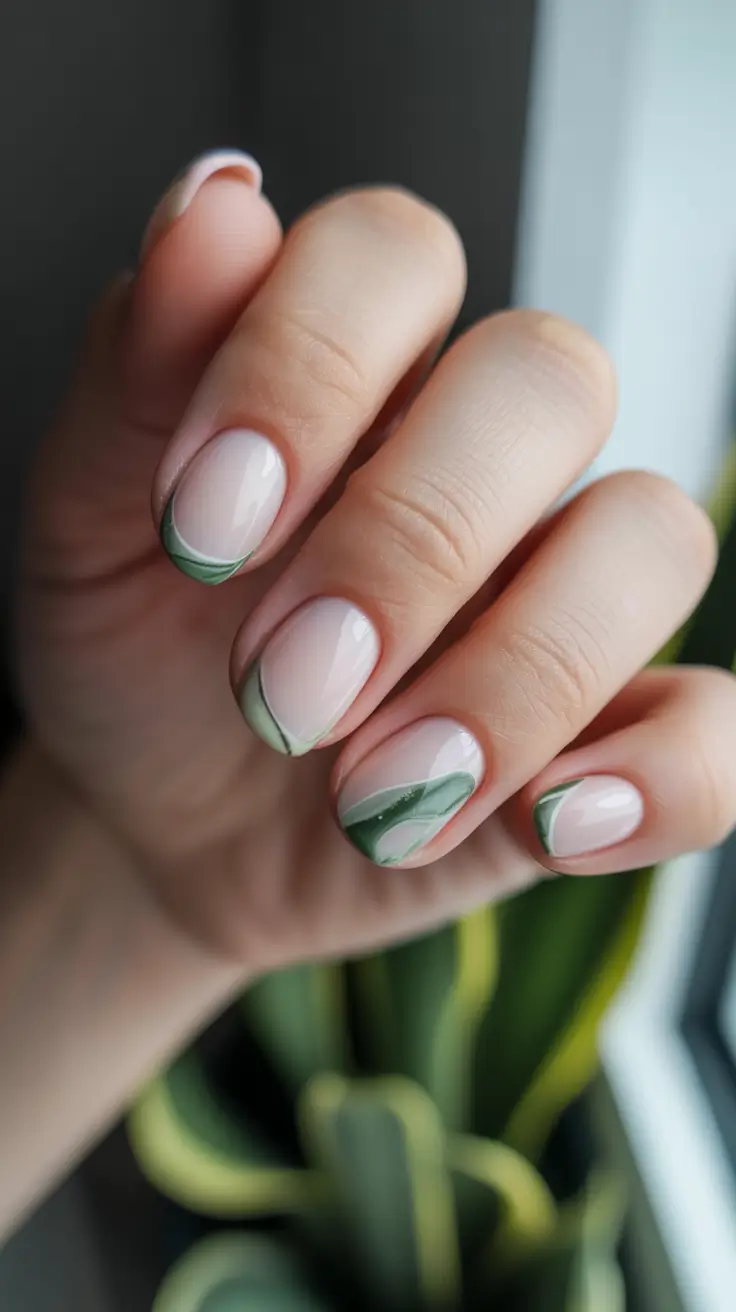 best trendy spring nails 2026 Mossy Wave Accents