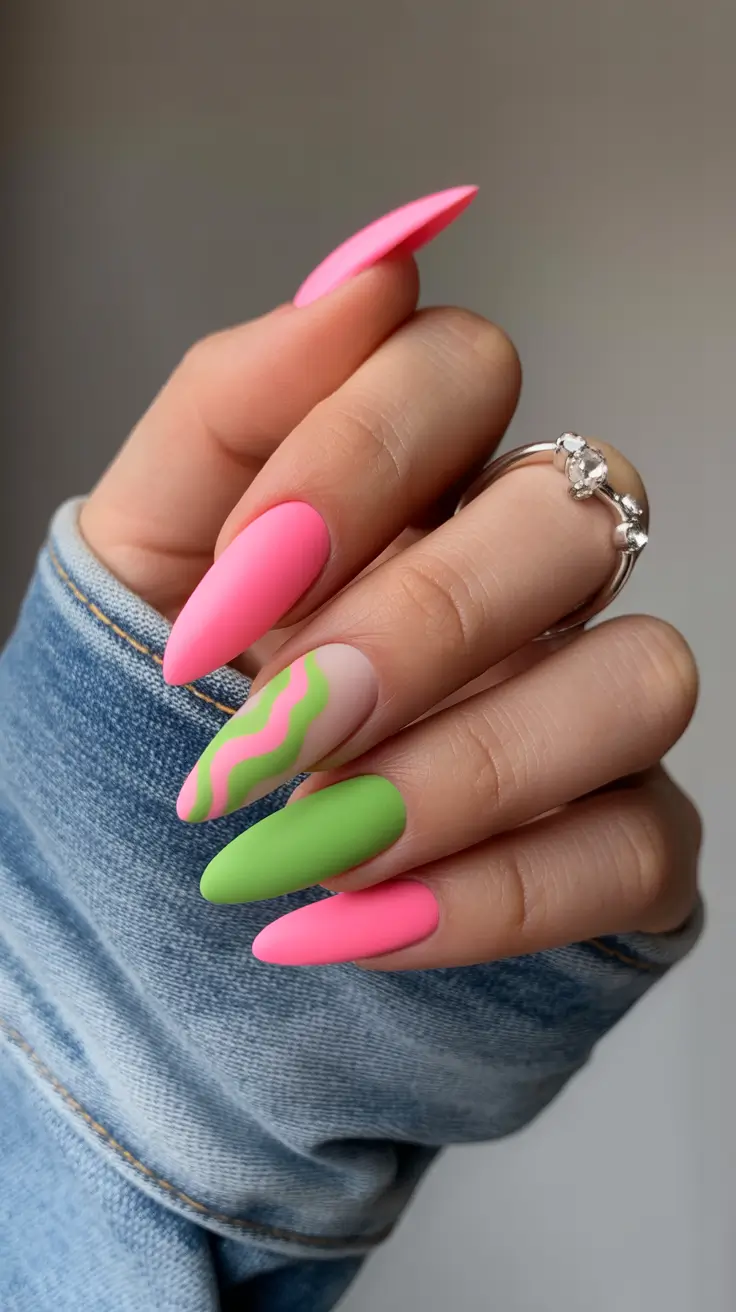 best trendy spring nails 2026 Neon Wave Energy
