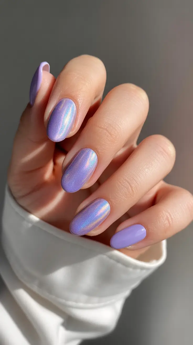 best trendy spring nails 2026 Lavender Hologlow Aura