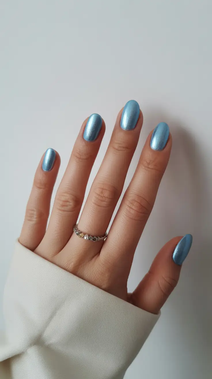 best trendy spring nails 2026 Skylit Metallic Calm
