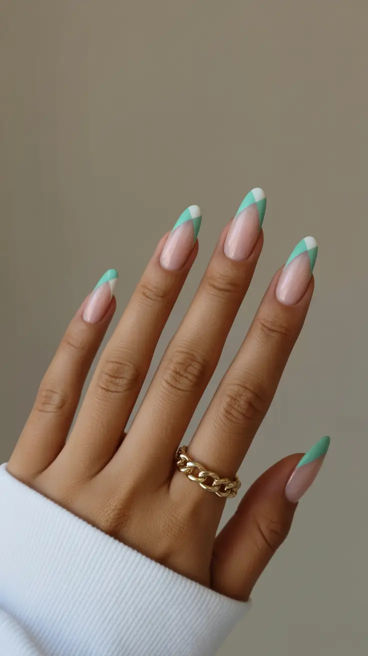 best trendy spring nails 2026 Mint-Dipped French Moment
