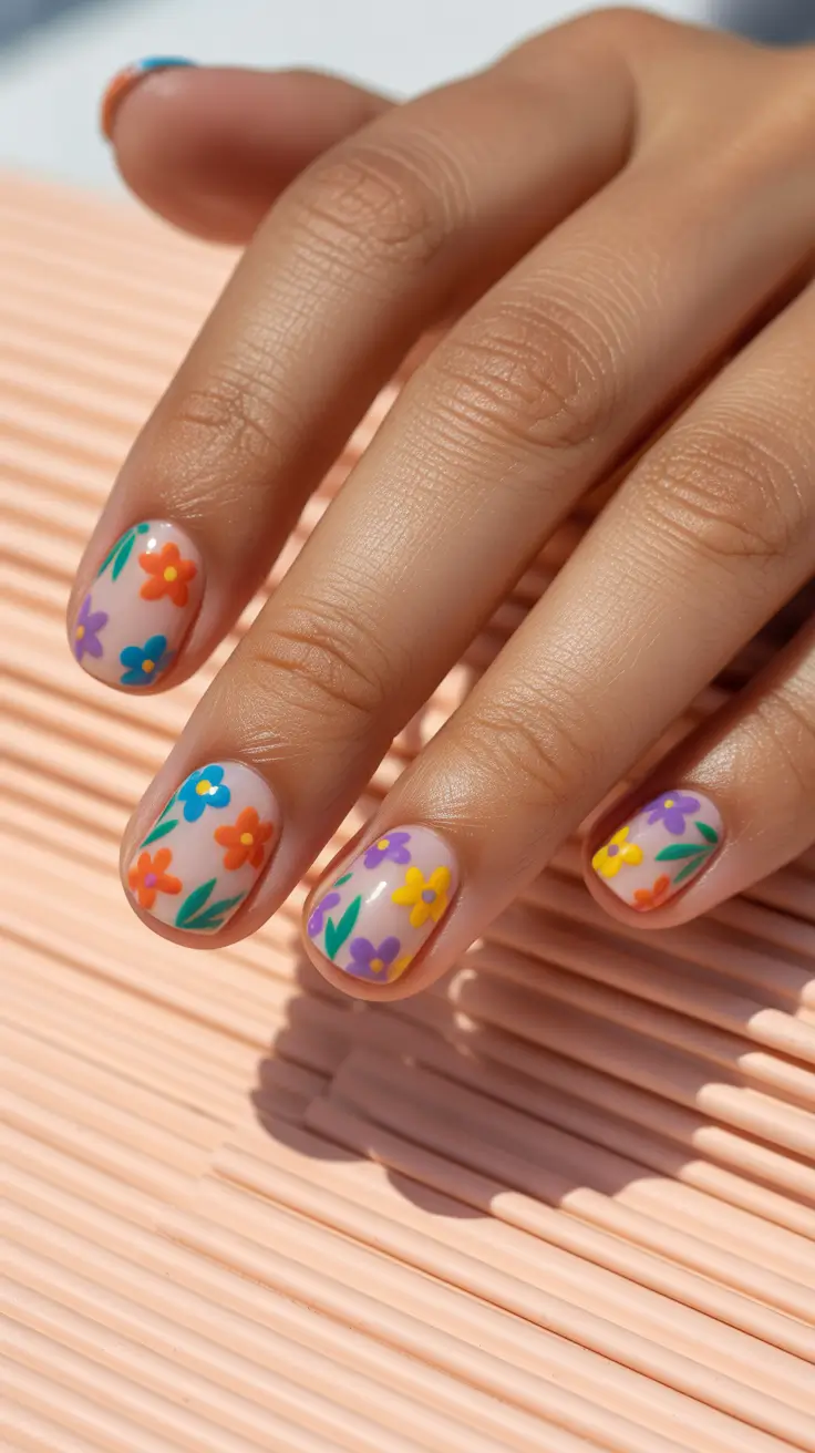 best trendy spring nails 2026 Sunlit Garden Blooms