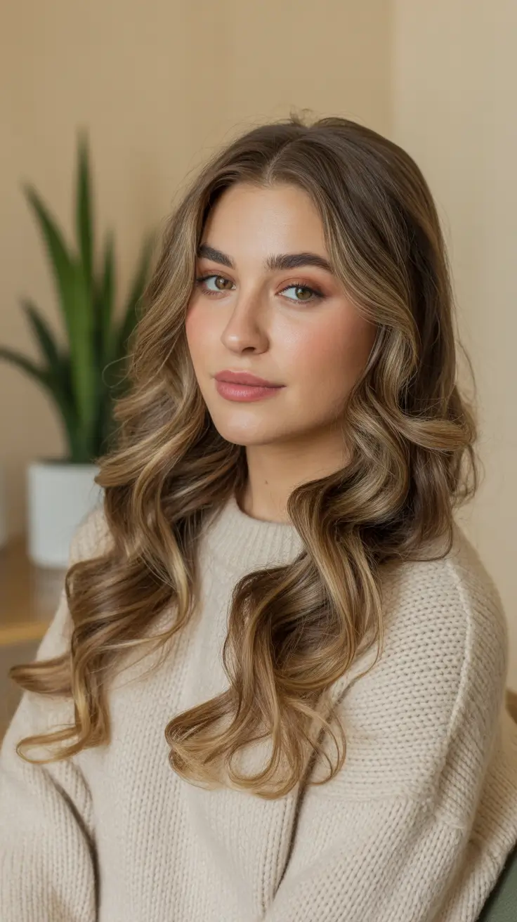 spring brown hair color 2026 Warm Light Brown Curls with Soft Radiance