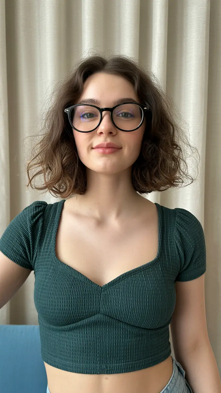 spring brown hair color 2026 Curly Chocolate Bob with Natural Spring Volume