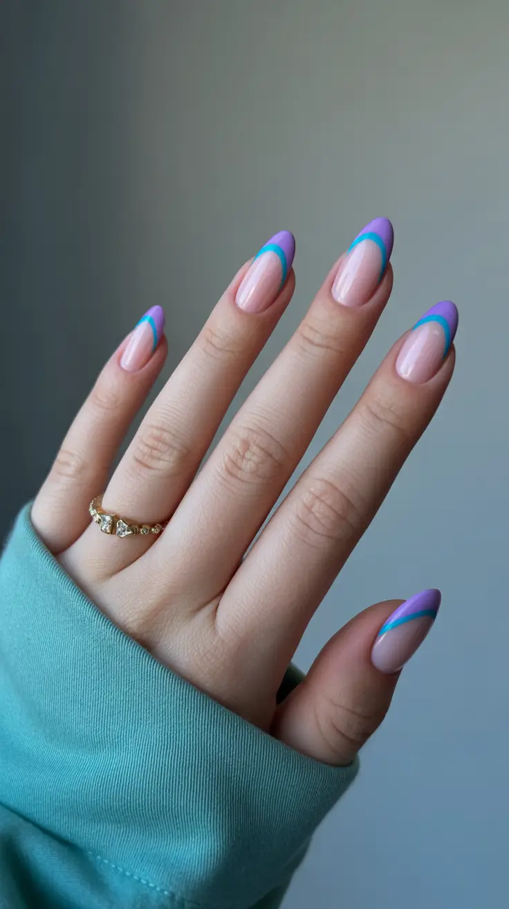 classy spring nails 2026 Pastel Wave Tips With Lavender-Mint Contrast