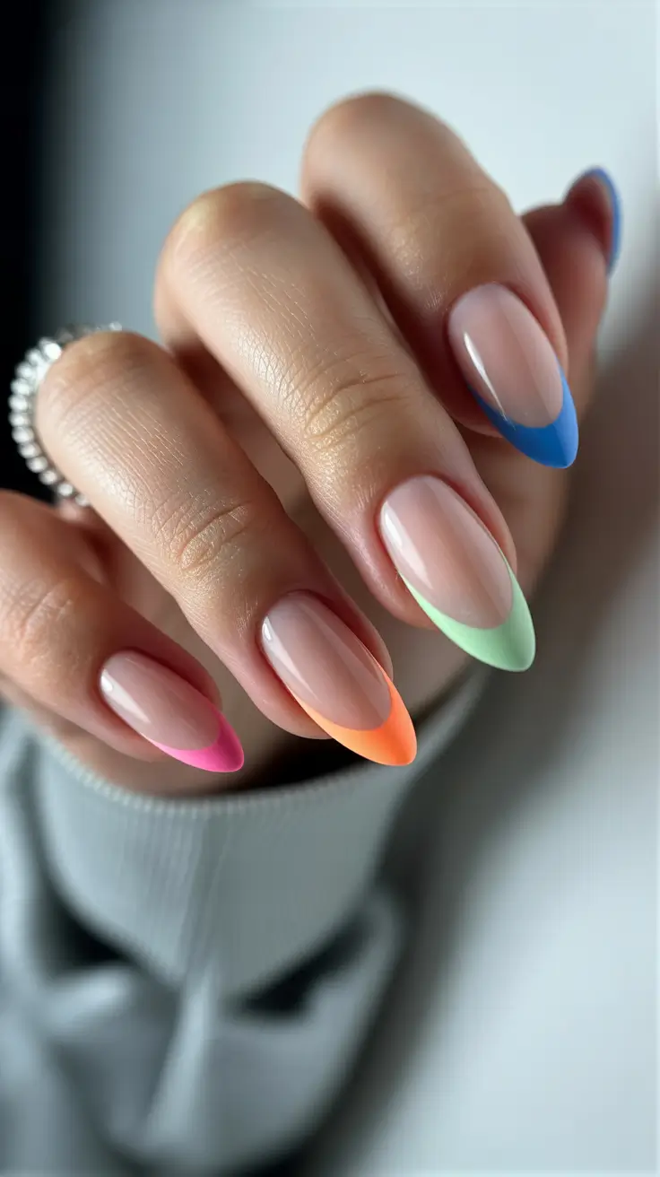 classy spring nails 2026 Multicolor Bright Tips for Playful Spring Energy