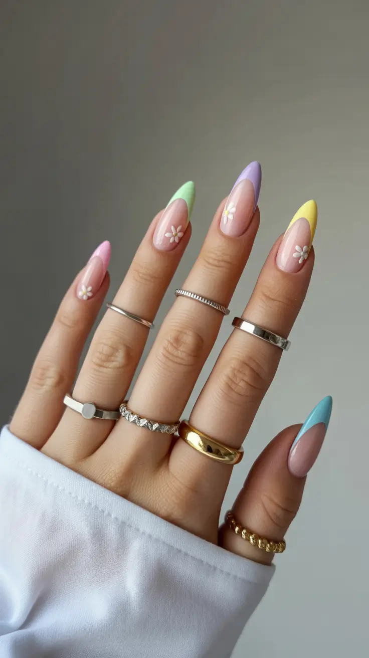 classy spring nails 2026 Pastel Petal Tips With Minimal Blossoms