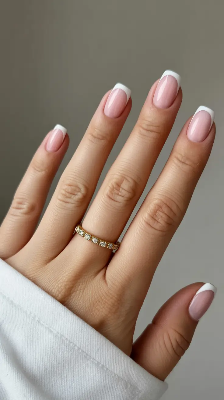 classy spring nails 2026 Classic White French Square for Polished Spring Moments