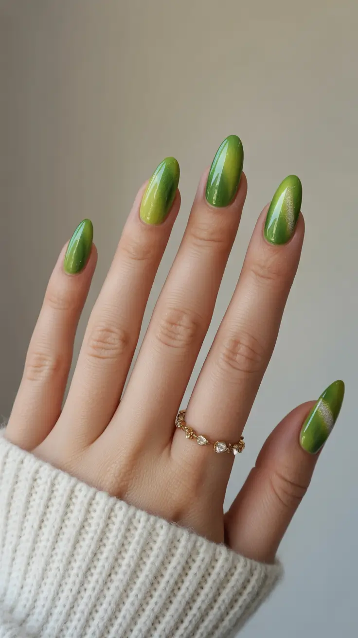 spring cat eye nails 2026 Fresh Botanical Glow in Soft Green Cat Eye