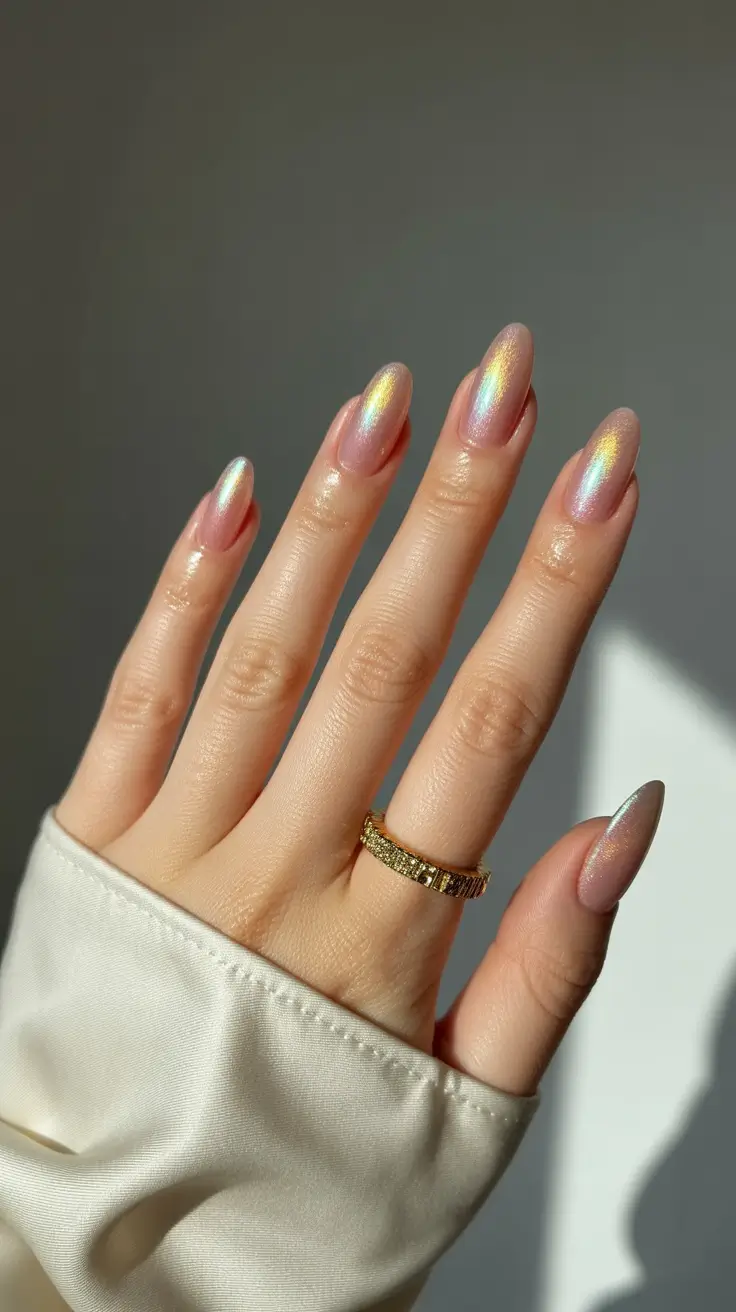 spring cat eye nails 2026 Opal Rainbow Cat Eye Glow