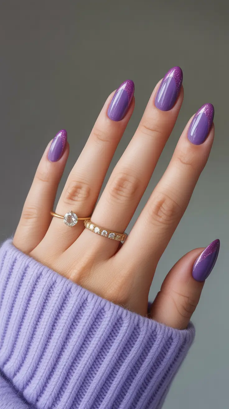 spring cat eye nails 2026 Lavender Purple Cat Eye Gradient Almond