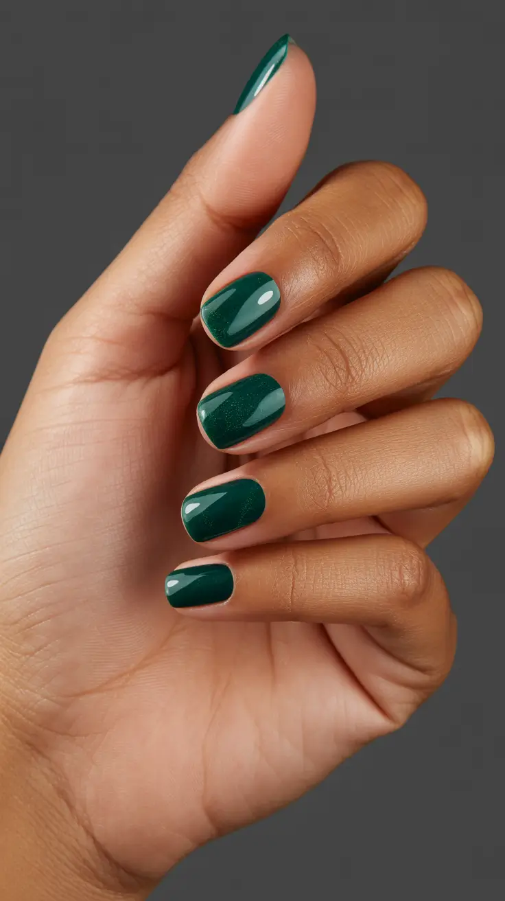 spring cat eye nails 2026 Deep Forest Cat Eye on Short Square Nails