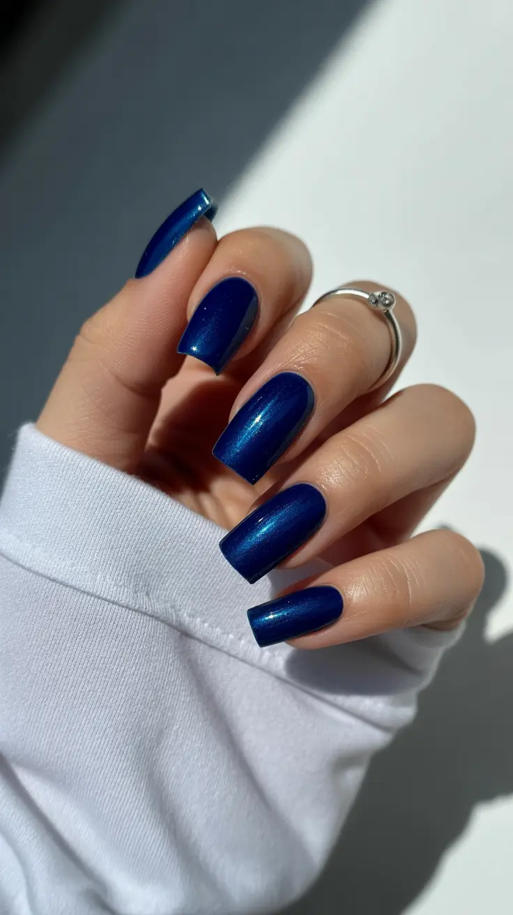 spring cat eye nails 2026 Midnight Blue Cat Eye for Sleek Spring Drama