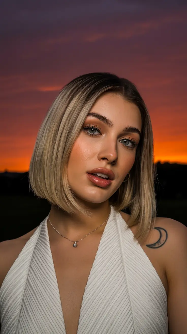 best spring haircuts for heart face shape 2026 Sleek Chin Length Bob