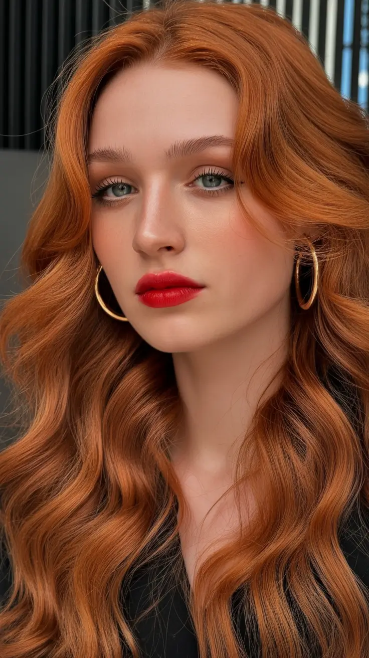 best spring haircuts for heart face shape 2026 Long Copper Waves