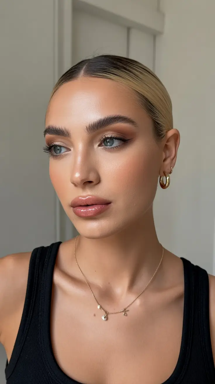 spring Haircuts Women Over 40 Sleek Center-Part Low Bun With Polished Spring Minimalism