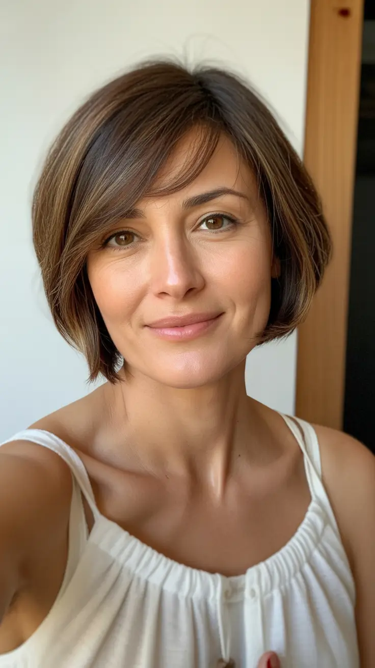 spring Haircuts Women Over 40 Layered Short Bob With Light Feminine Movement