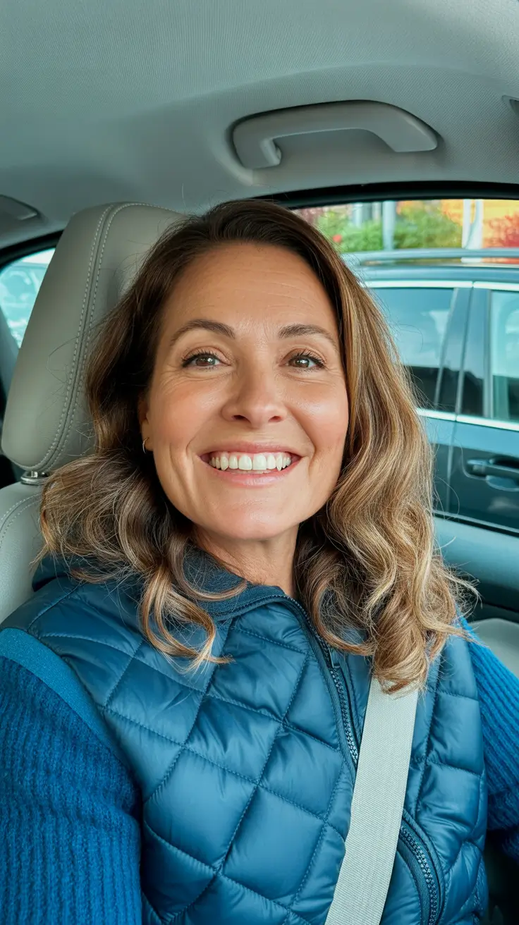 spring Haircuts Women Over 40 Soft Curly Shoulder-Length Shape With Warm Highlights