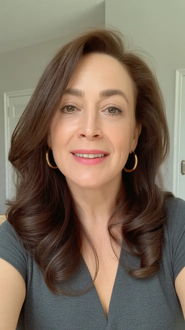 spring Haircuts Women Over 50 Voluminous Chocolate Curls With Soft Face-Framing Lift