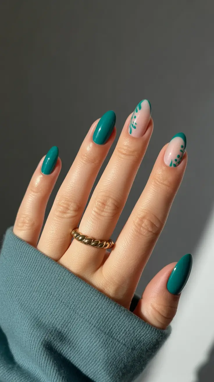 early spring nails 2026 Green Calm With a Graphic Twist