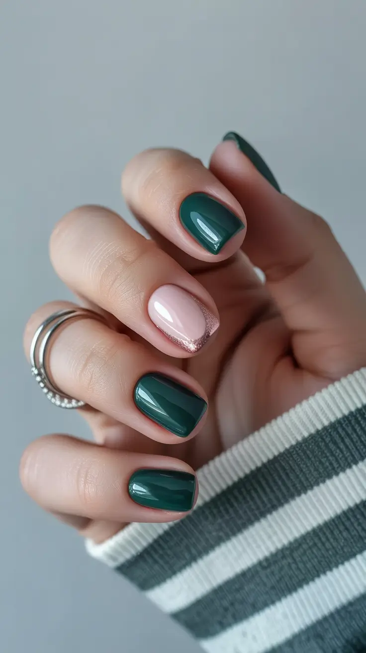 early spring nails 2026 Deep Green Minimalism for Everyday Life