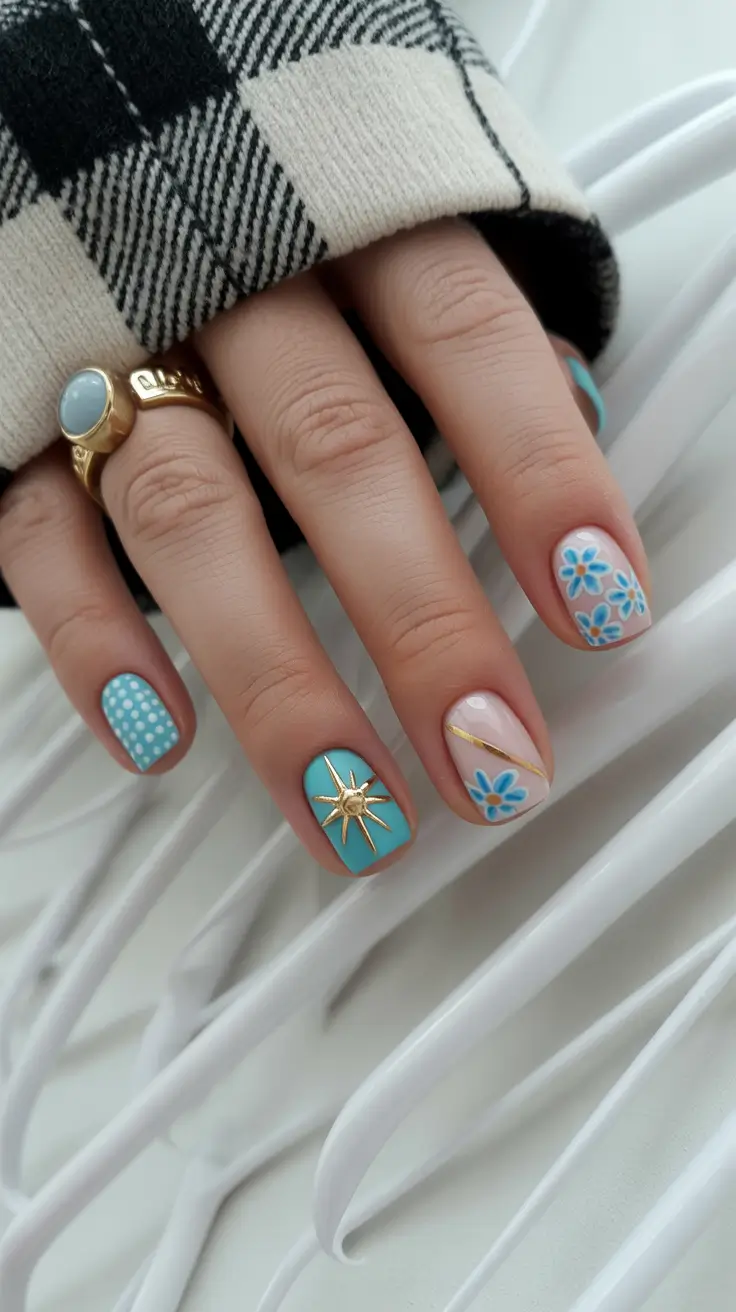 early spring nails 2026 Short Playful Art With a Retro Twist