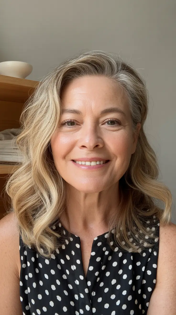 spring haircuts women over 60 Softly Curled Mid-Length Layers with Natural Brightness