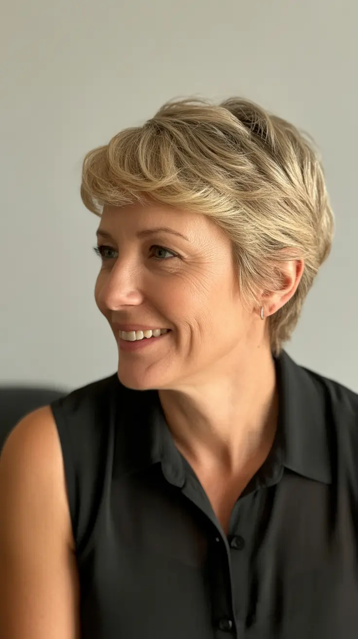 spring haircuts women over 60 Soft Layered Pixie-Bob with Light Dimension