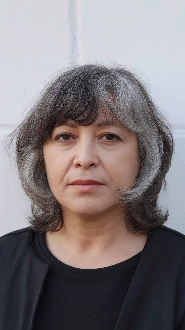 spring haircuts women over 60 Layered Gray Shag with Face-Framing Movement