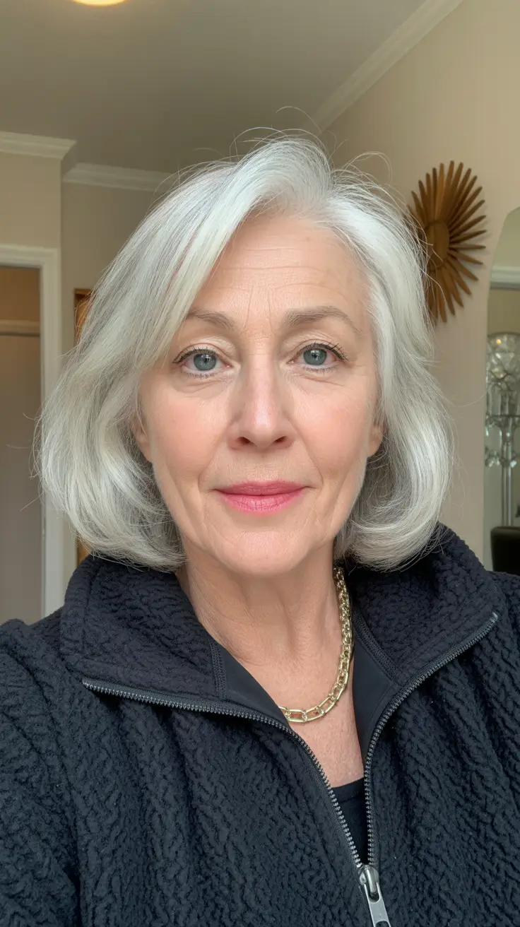 spring haircuts women over 60 Chic Silver Bob with Natural Volume