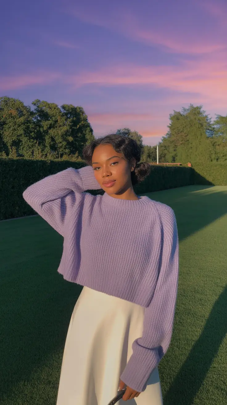 spring outfits black women 2026 Lavender Calm with Soft Elegance