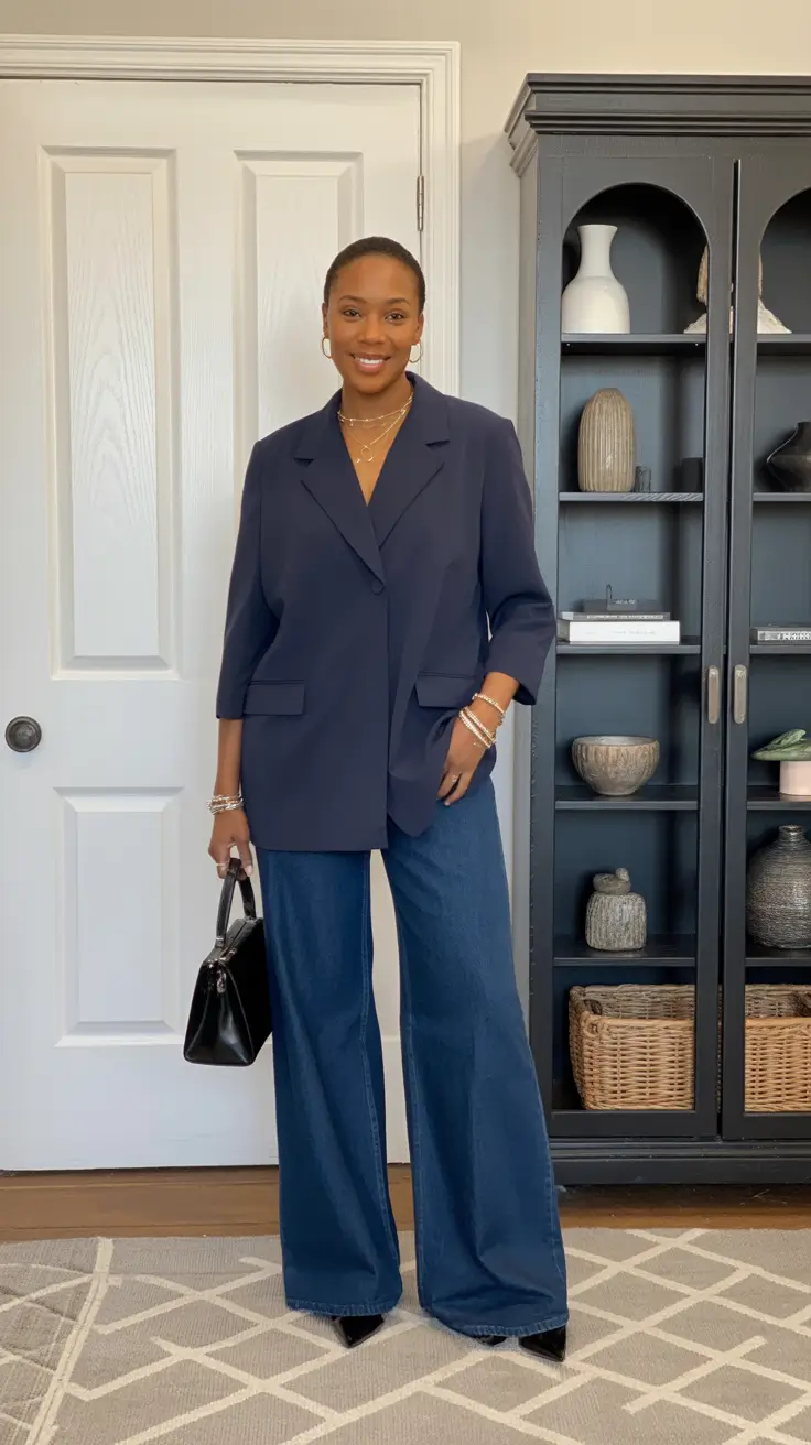 spring outfits black women 2026 Deep Navy Structure for Elevated Days