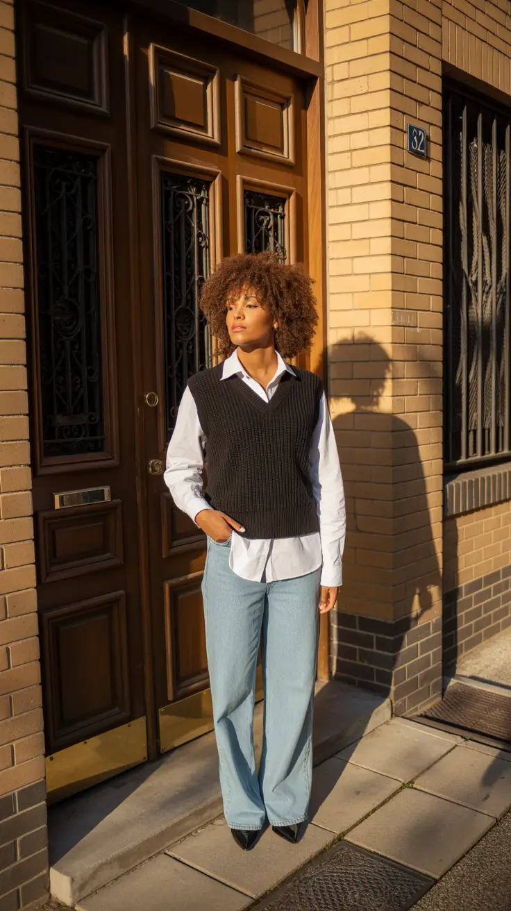 spring outfits black women 2026 Black-and-White Layering with Clean Denim