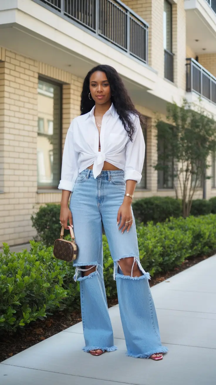 spring outfits black women 2026 Relaxed Denim With a Crisp Twist