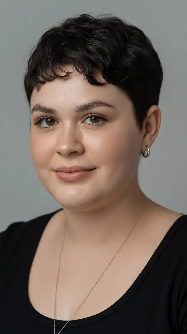 spring haircuts for chubby faces 2026 Soft Pixie Contour