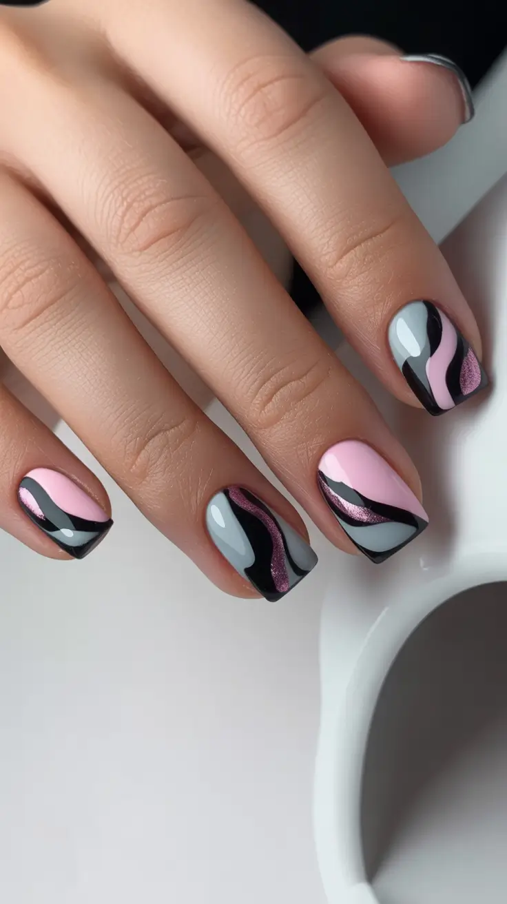 bright spring nails 2026 Soft Square Waves