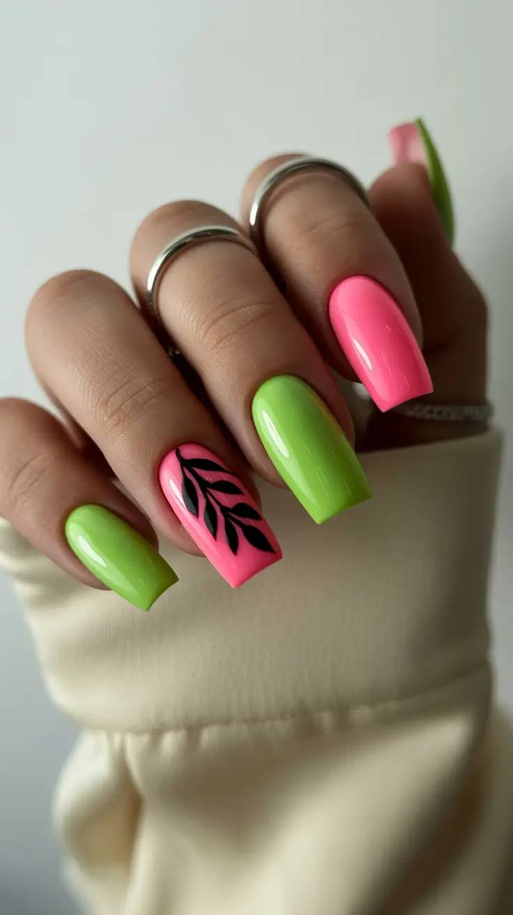 spring nail colors 2026 Neon Garden Pop