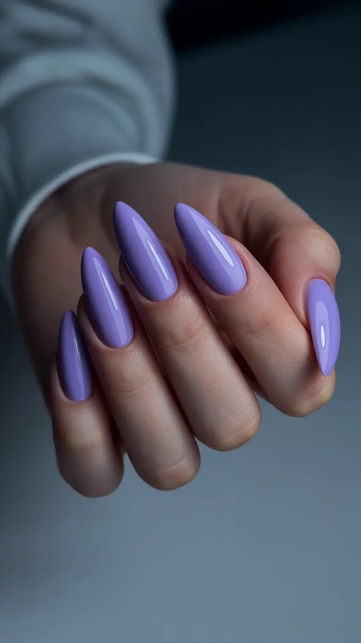spring nail colors 2026 Soft Lavender Almonds