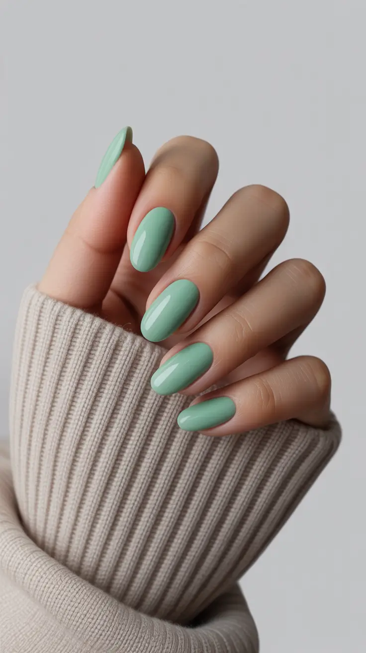 march nail colors 2026 Serene Sage Green for an Effortless March Palette