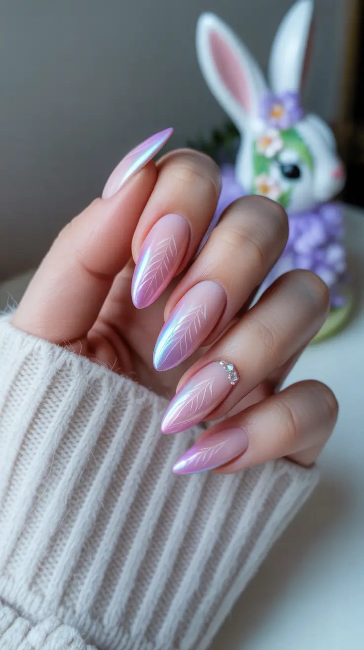 march nail colors 2026 Soft Pink Chrome Tips With Delicate Line Art