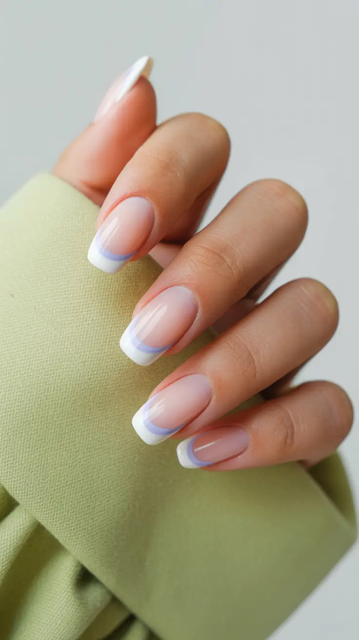 march nail colors 2026 Soft Duo-French With Lavender Whispers