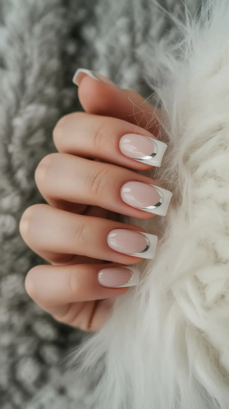 march nail colors 2026 Metallic Crescent French For Modern Elegance