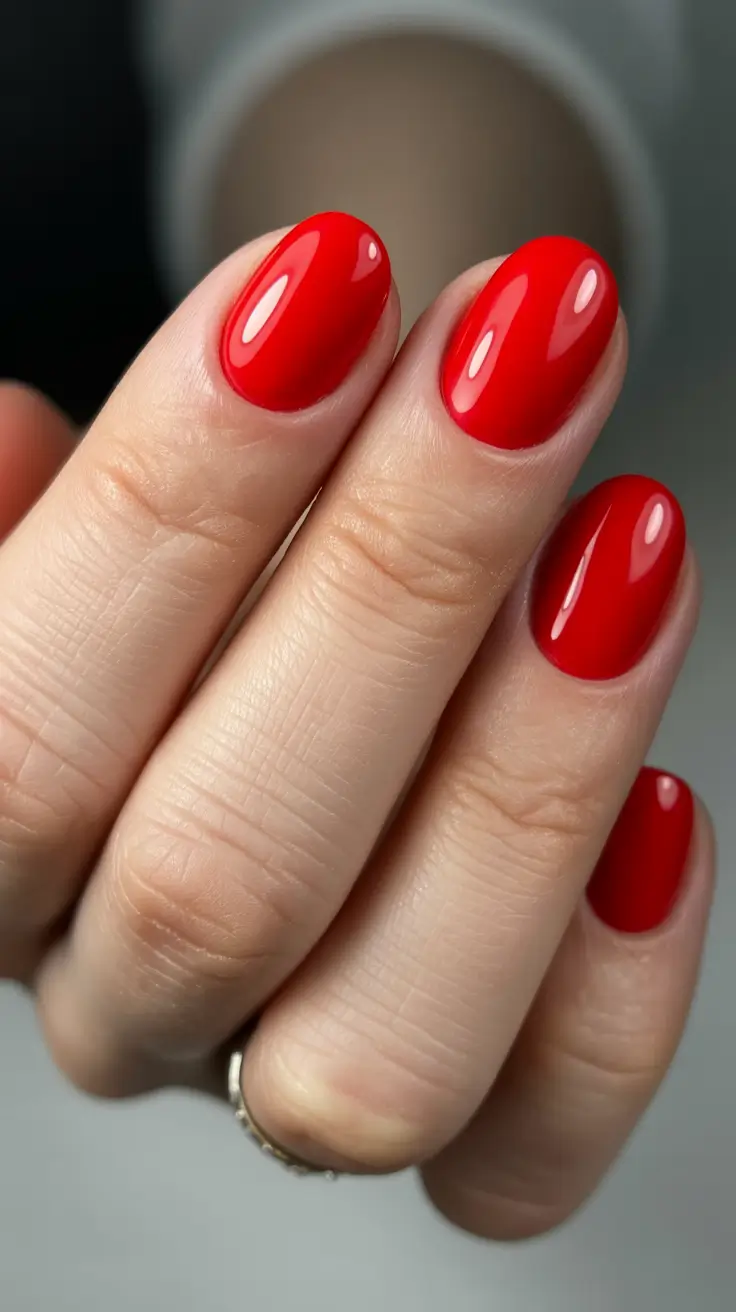 March Nails - spring Ideas 2026 Classic Crimson Oval