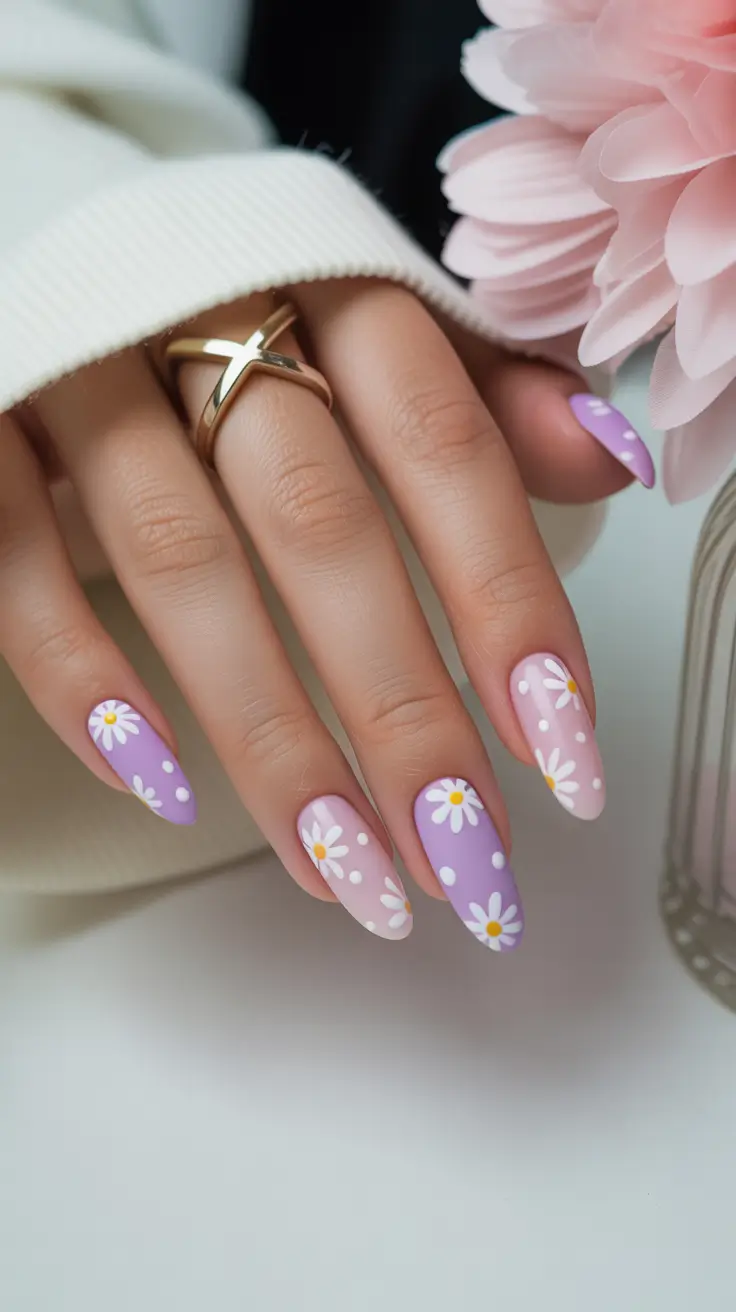 March Nails - spring Ideas 2026 Daisy Dream Pastels