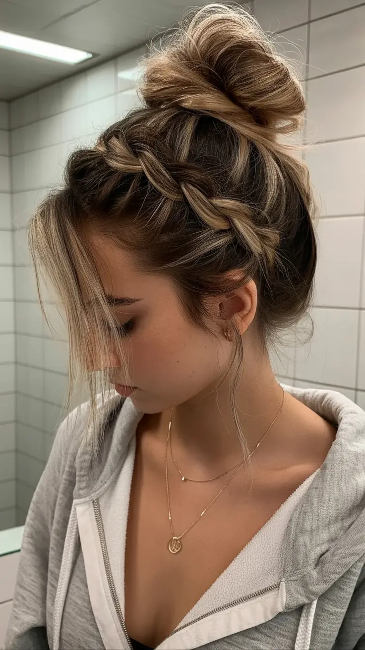 modern spring braids hairstyle 2026 Relaxed Braided Bun With Effortless Spring Texture