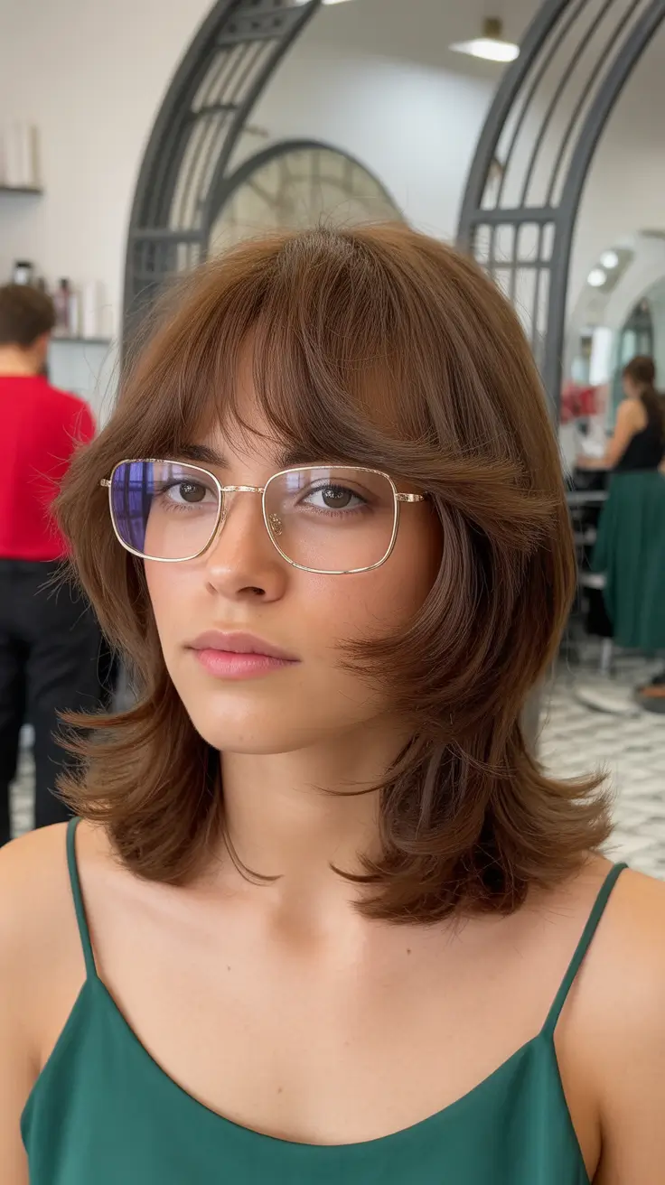 modern spring mid length haircut 2026 layered glasses friendly