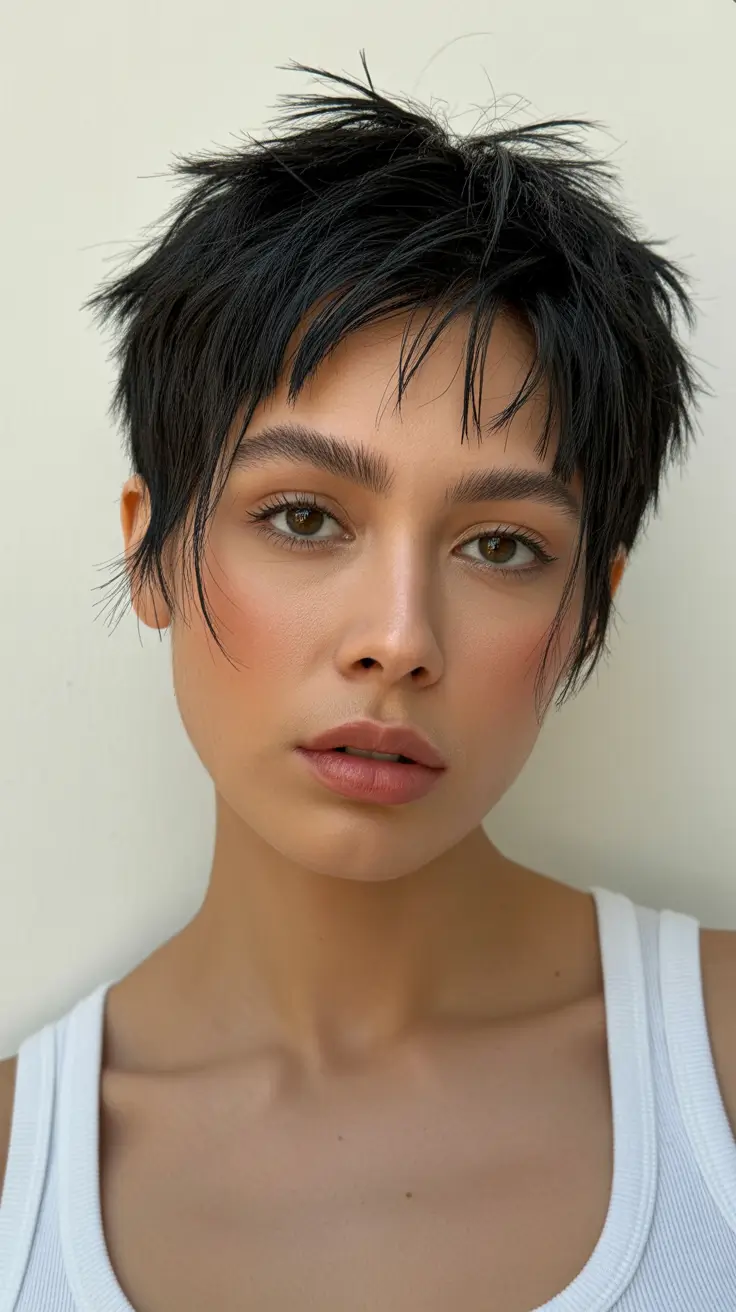 spring short hairstyles 2026 Textured Micro Pixie With Deliberate Messiness